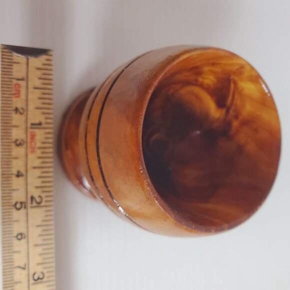 VTG Monkey Pod Barware Goblets Set Hand-Turned Wooden Cups MCM Hawaiian Drinkwar - Picture 9 of 11